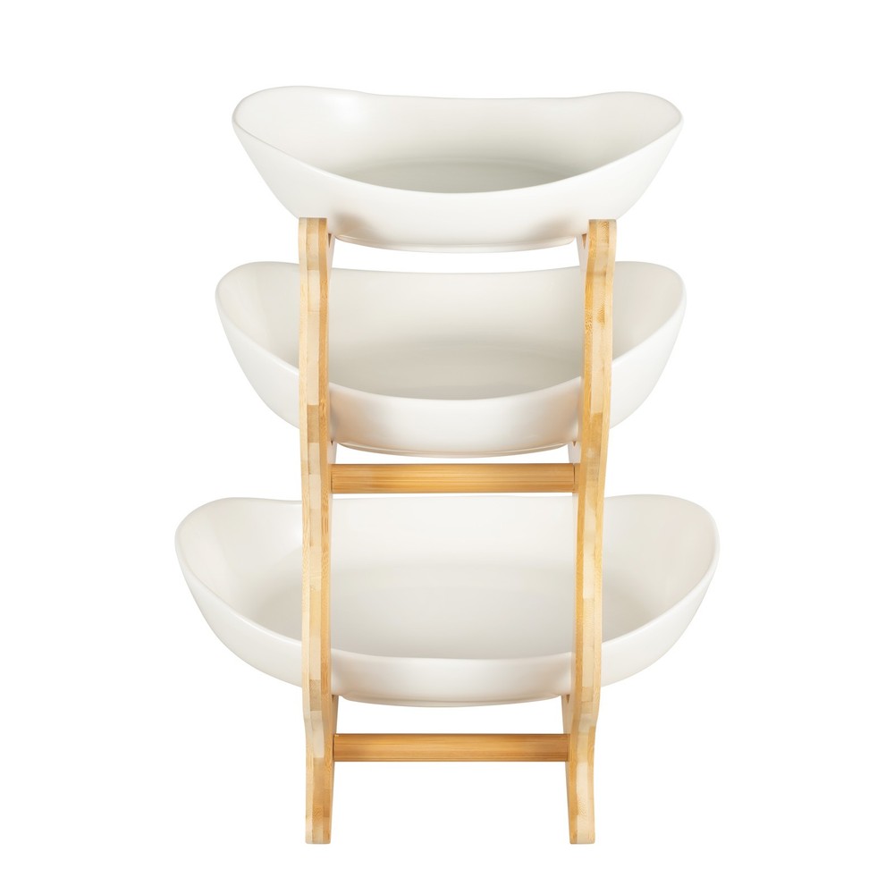 3 Layers Kitchen Fruit Tray White Storage Rack Vegetable Snack Candy Rack Holder