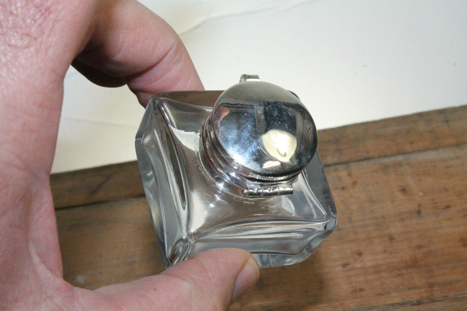 Vintage Antique Style Square Clear Glass Inkwell Bottle ink