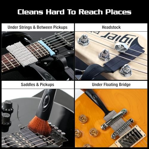 8 pc. Guitar Care Starter Kit for Cleaning, Repair & String Changing Tools,