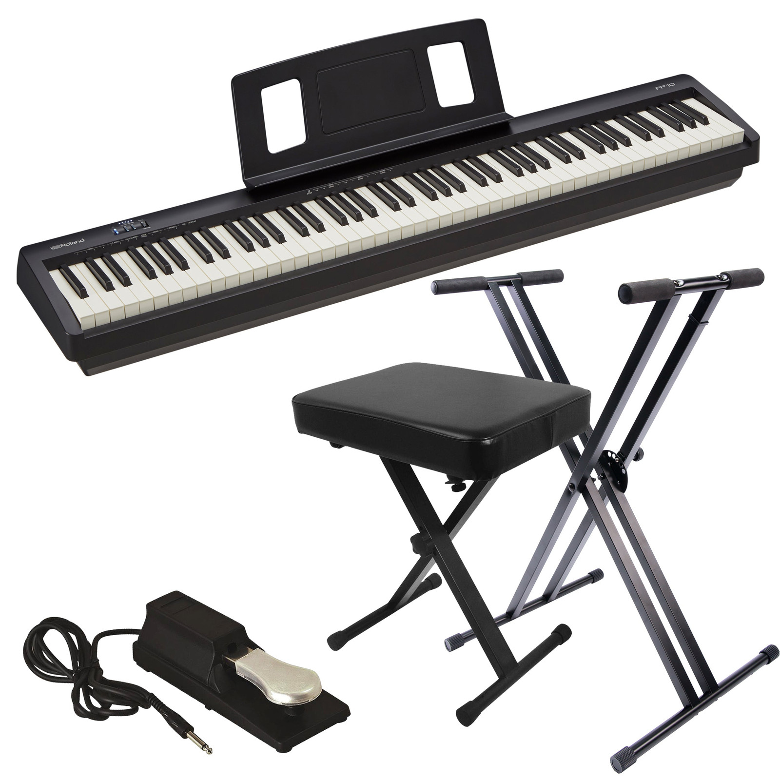Roland FP-10 Digital Piano - Black KEY ESSENTIALS BUNDLE
