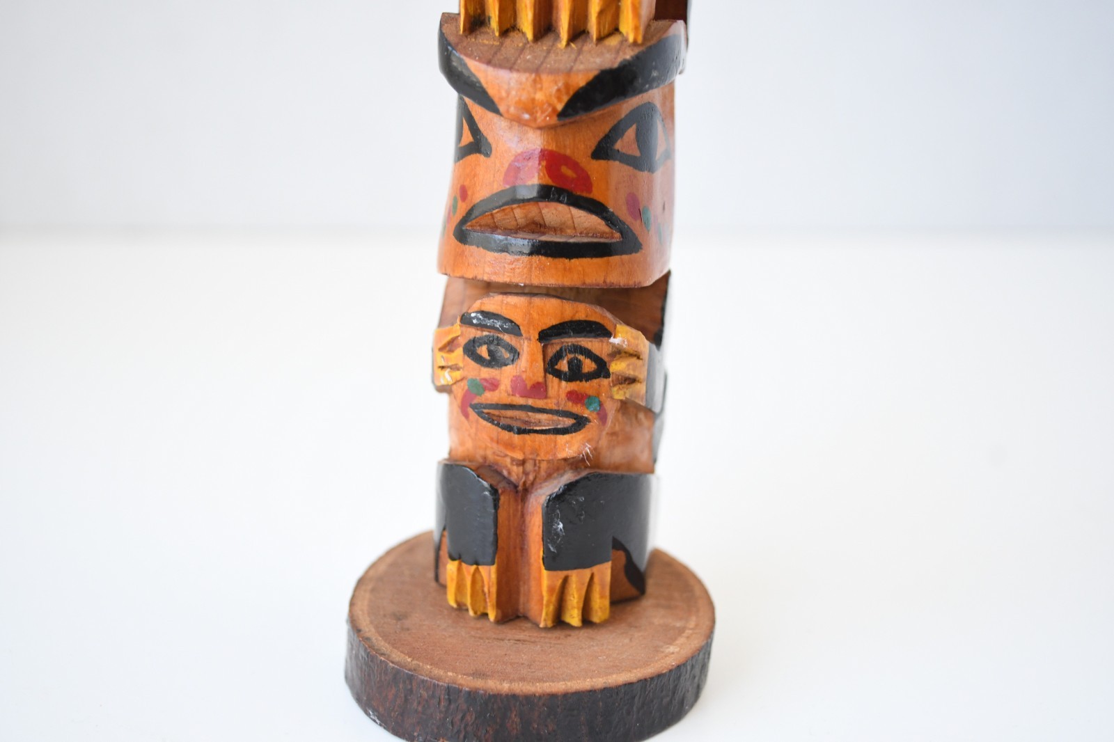 Vintage PWC Cedar Totem Pole Thunderbird and Human 1930's Perfect 8x5