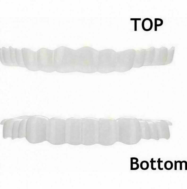 Upper Lower Teeth Silicone Veneers Dentures Snap-on Teeth Kit False Teeth