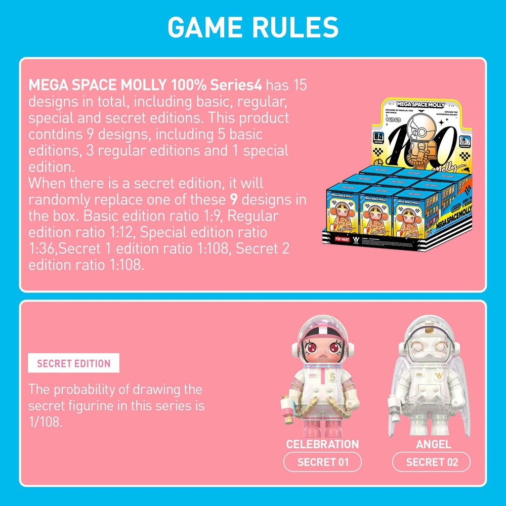 POP MART MEGA Space Molly 100% Single Box, Mega Series4