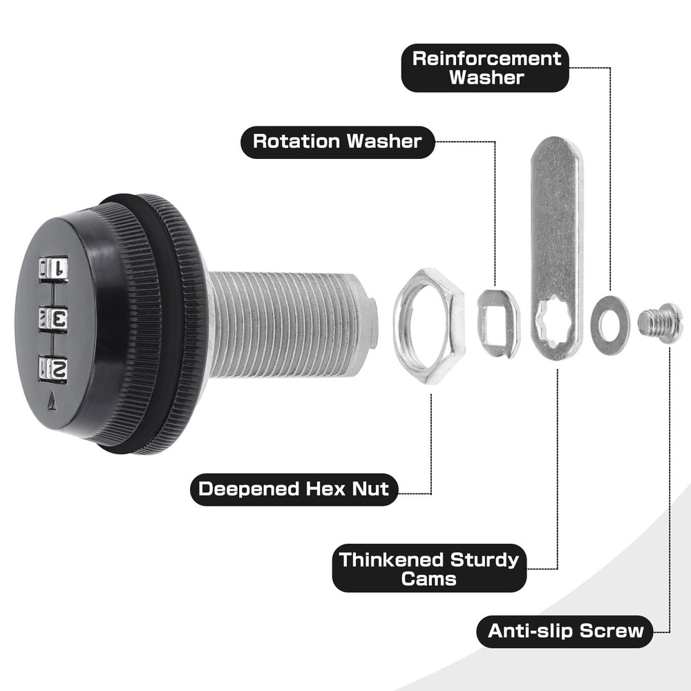 RealPlus Combination Cam Lock 1-1/8" Cylinder Coded Cabinet Lock Security Locks