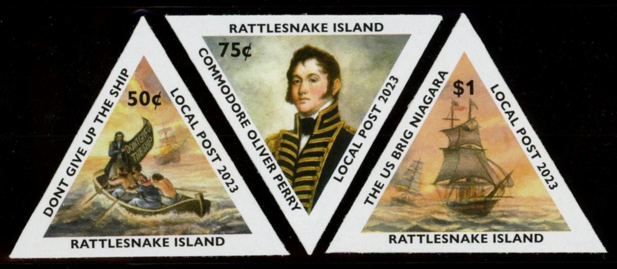 Rattlesnake Island Local Post Stamps NEW 2023 Battle of Lake Erie Perf & Imperf 