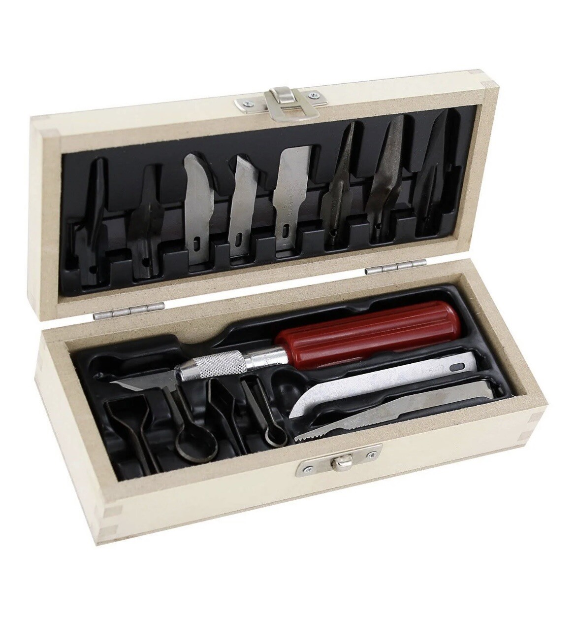 X-ACTO Deluxe Woodcarving Set Hobby Knife Wood Case 16 Piece Blades Gouges X5175