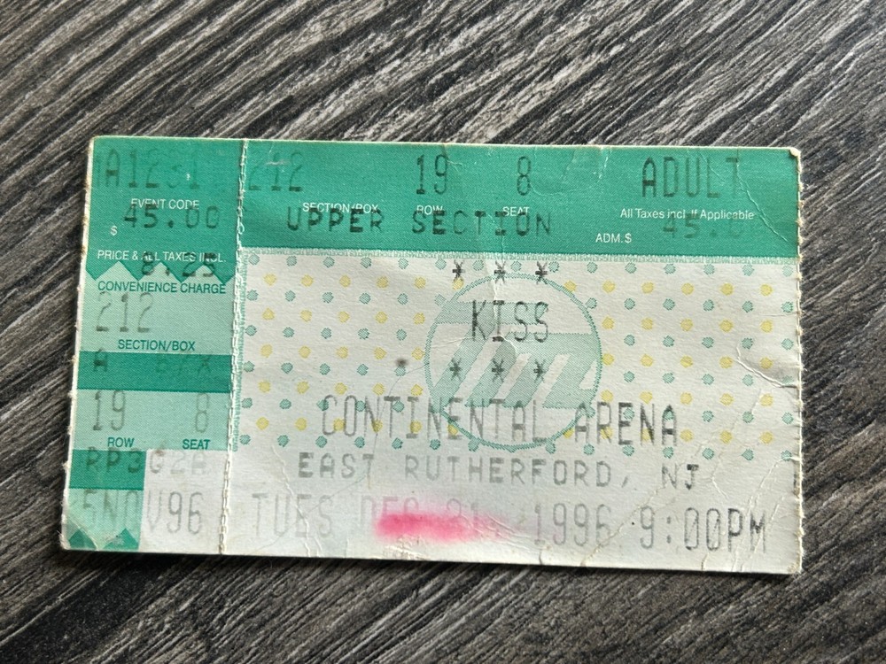 KISS Ticket Stub Alive Reunion Tour New Year's Eve 1996 NJ Concert Vintage Kiss
