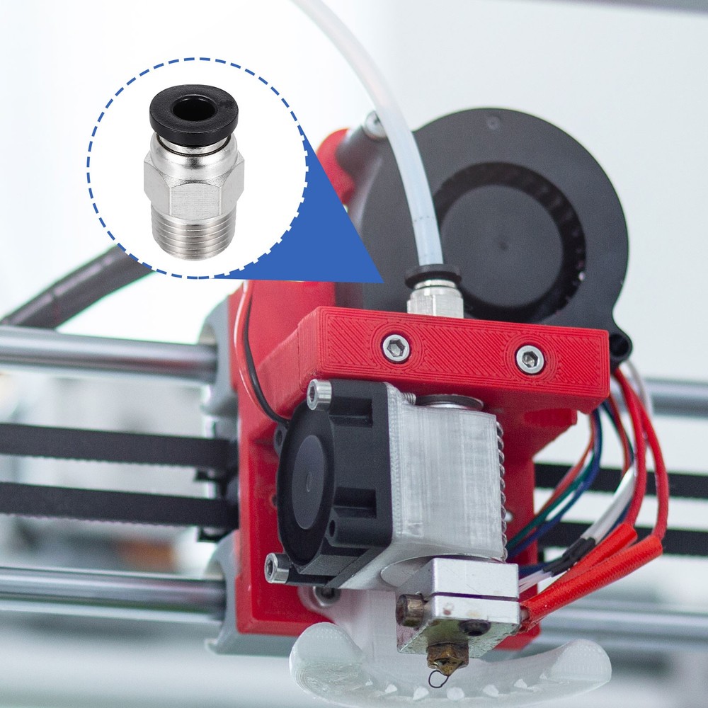 10 Pcs PC4-M6 Straight Through Fitting for 3D Printer, 2x4mm Tubes, Black