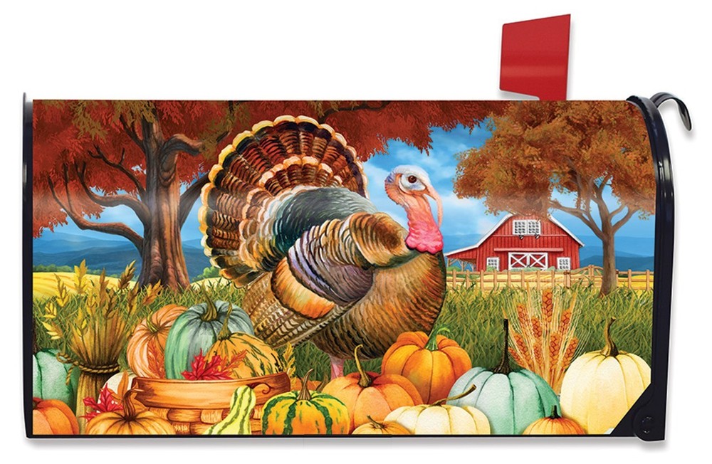 Turkey and Pumpkins Mailbox Cover Standard Size