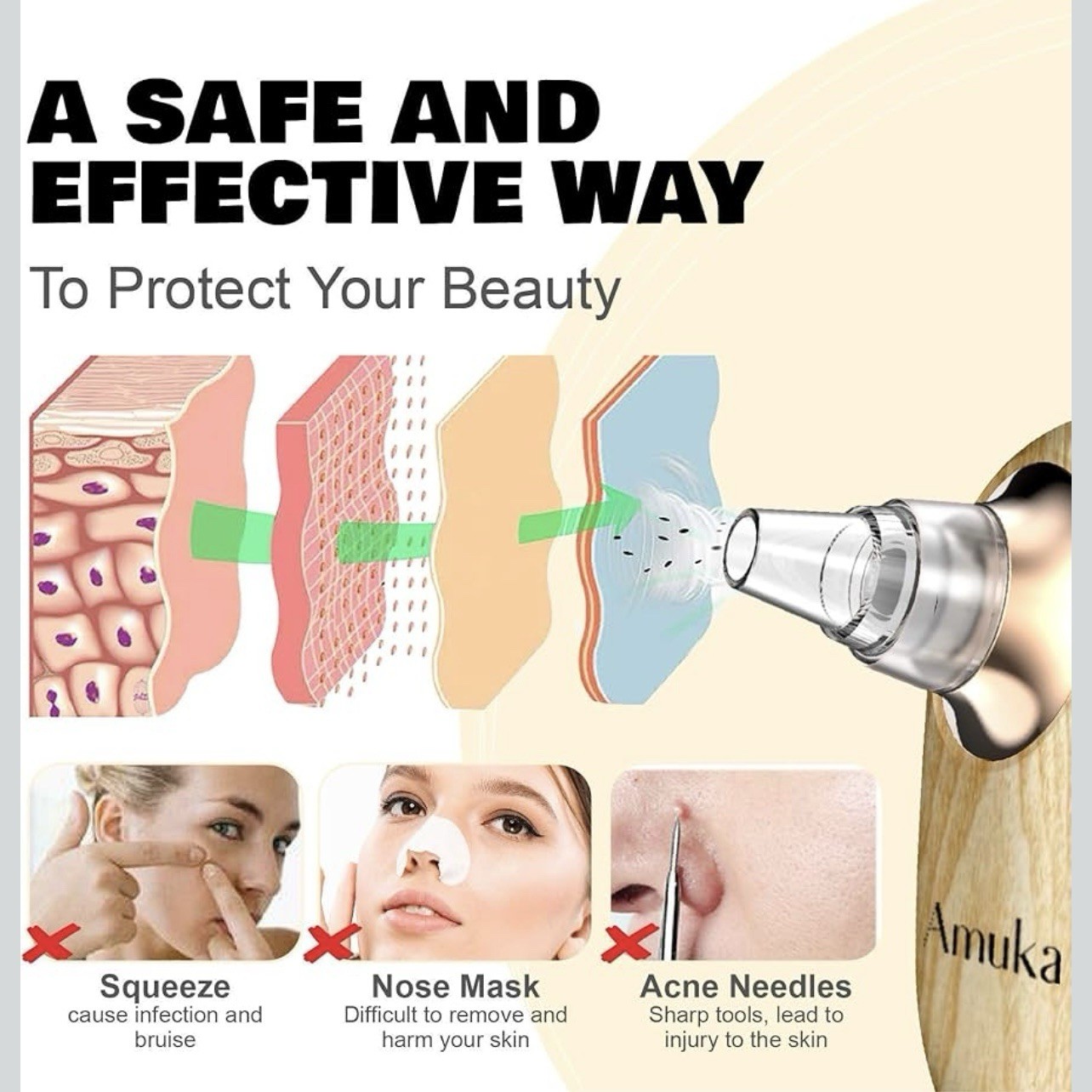 Blackhead Remover Vacuum Pore Cleaner Facial Cleansing Device 5 Heads NEW