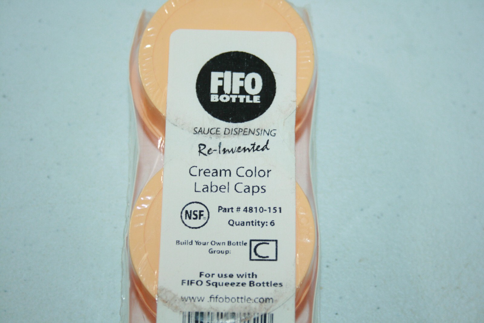 FIFO 4810-151 Cream Color Label Cap for FIFO Squeeze Bottle 6 Pack NEW