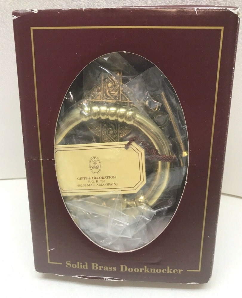 D & G Solid Brass CLADDAGH Doorknocker / CELTIC CROSS Back- Spain - NIB