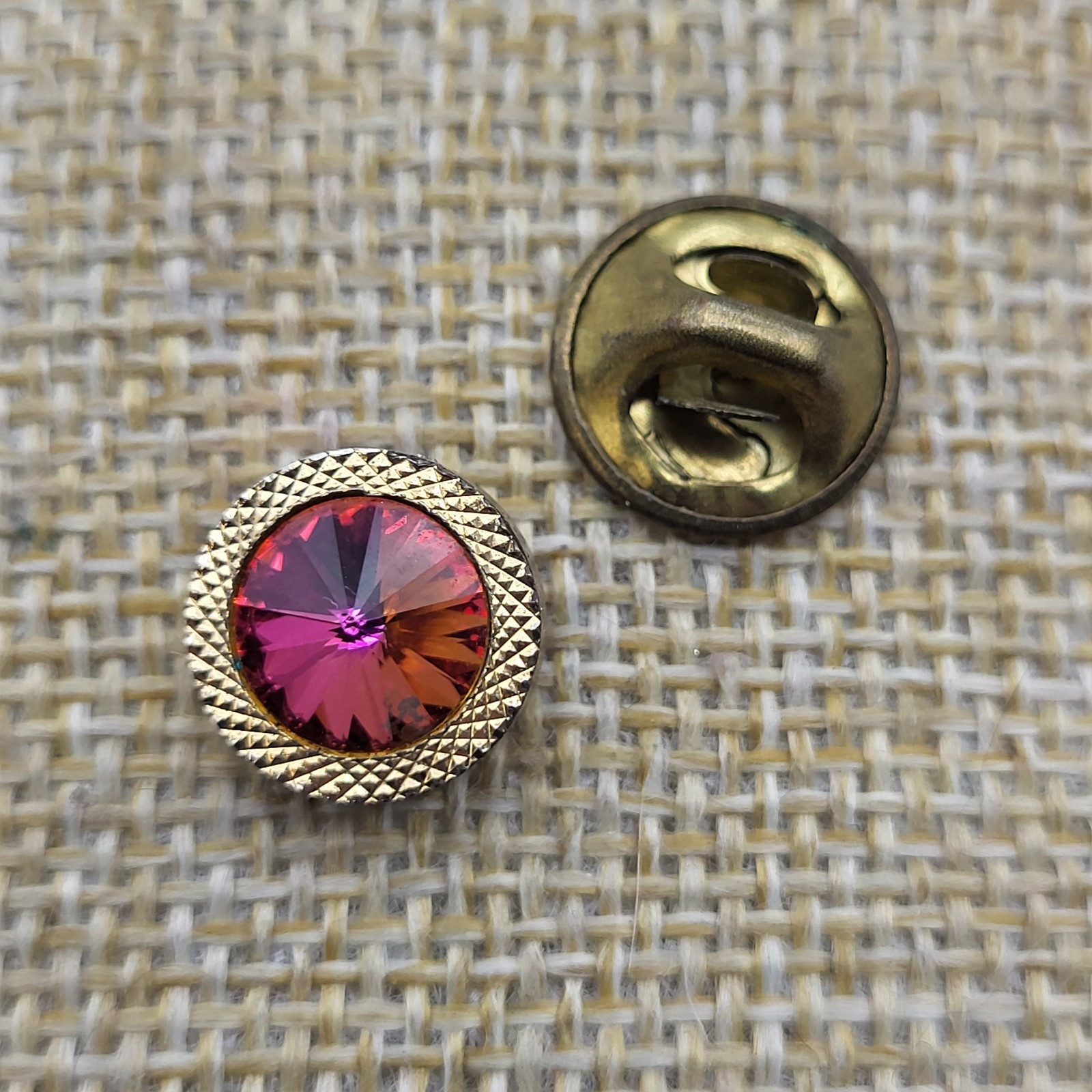 Dapper Vintage Rivoli red rhinestone tie tack lapel pin Preppy Hipster
