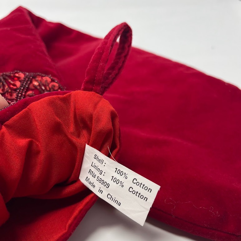 Vintage Red Christmas Stocking Embroidered Cuff Tassel Holiday Decor