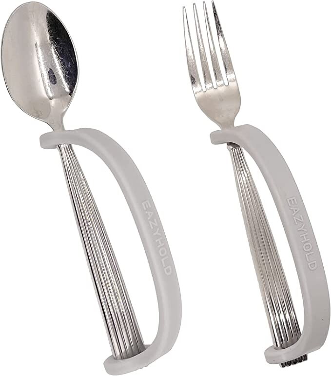 EazyHold Silver Silicone Universal Cuff, Weak Grip Assistive Device 2-Pack 7.25"