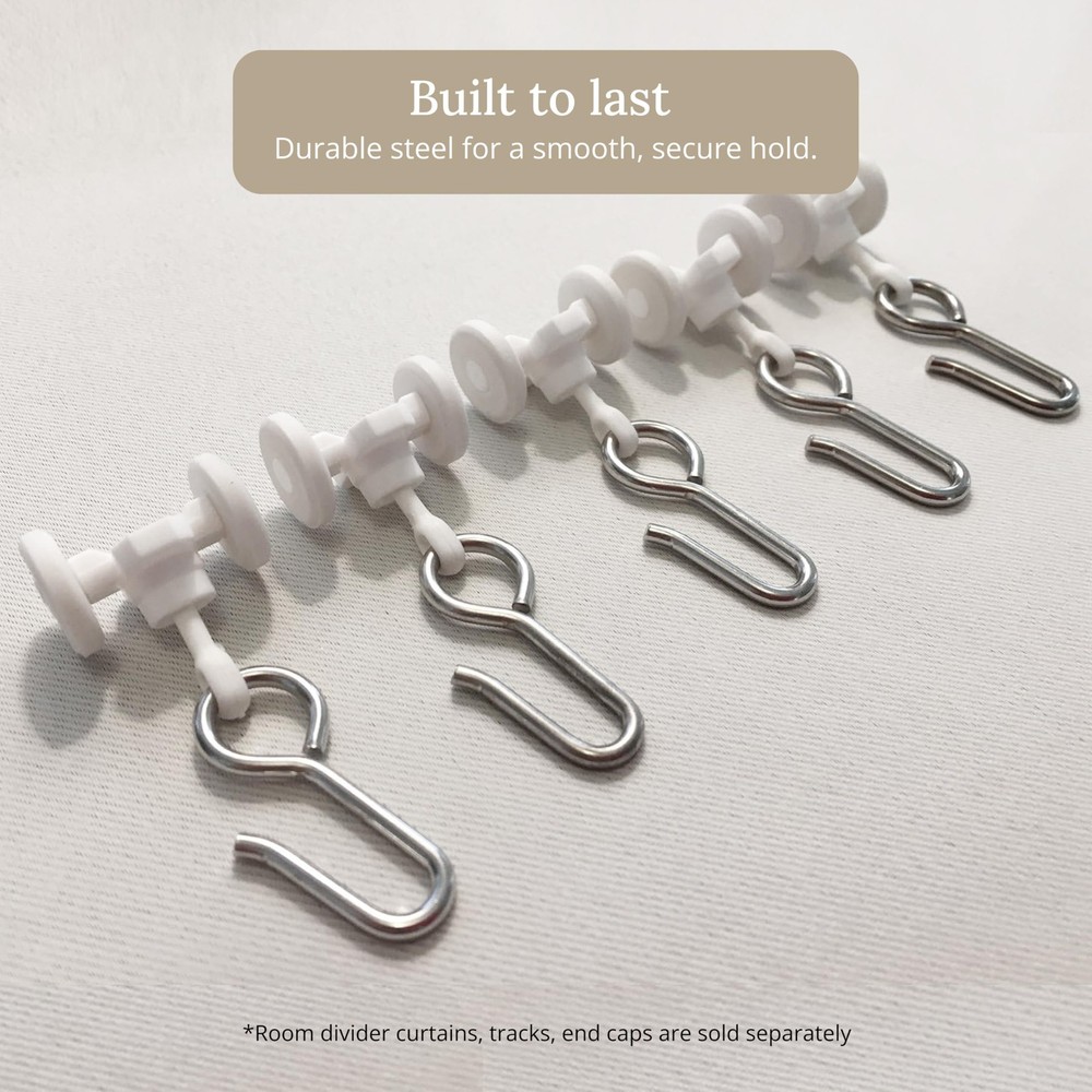 Curtain Track Hooks 20 Pack - Durable Ceiling Track Roller Hooks for Curtains...