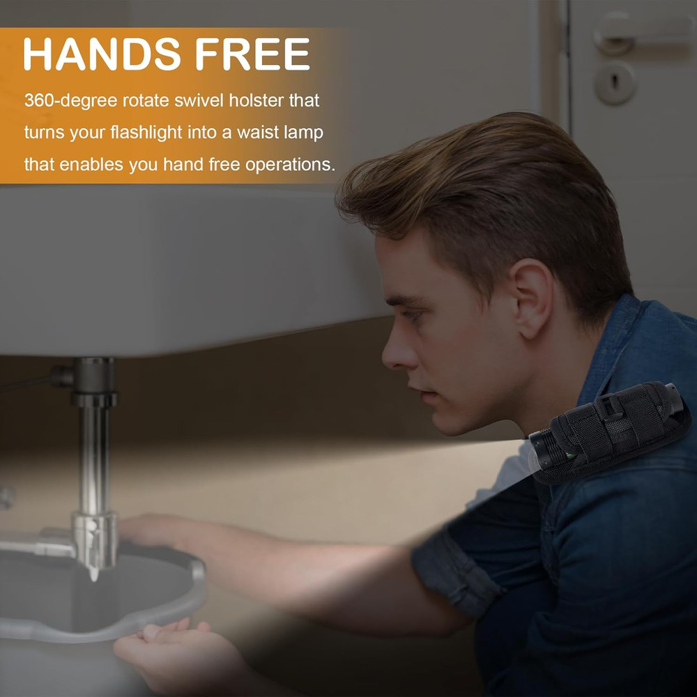 Tactical Flashlight Holster,Flashlight Pouch,Rotatable Flashlight Holder Pouch C