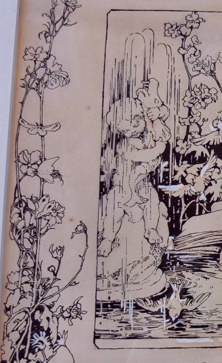 Margaret Ely Webb Original Drawing For Elise Margaret Storke Bookplate In Frame