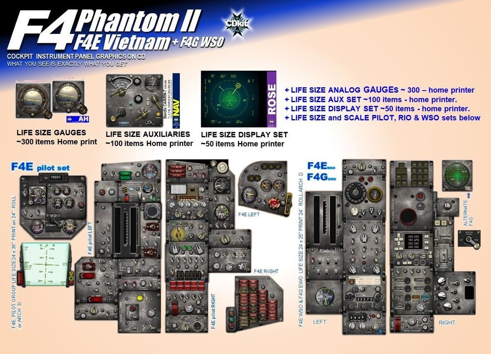 F4E+G PHANTOM II COCKPIT instrument panel CDkit