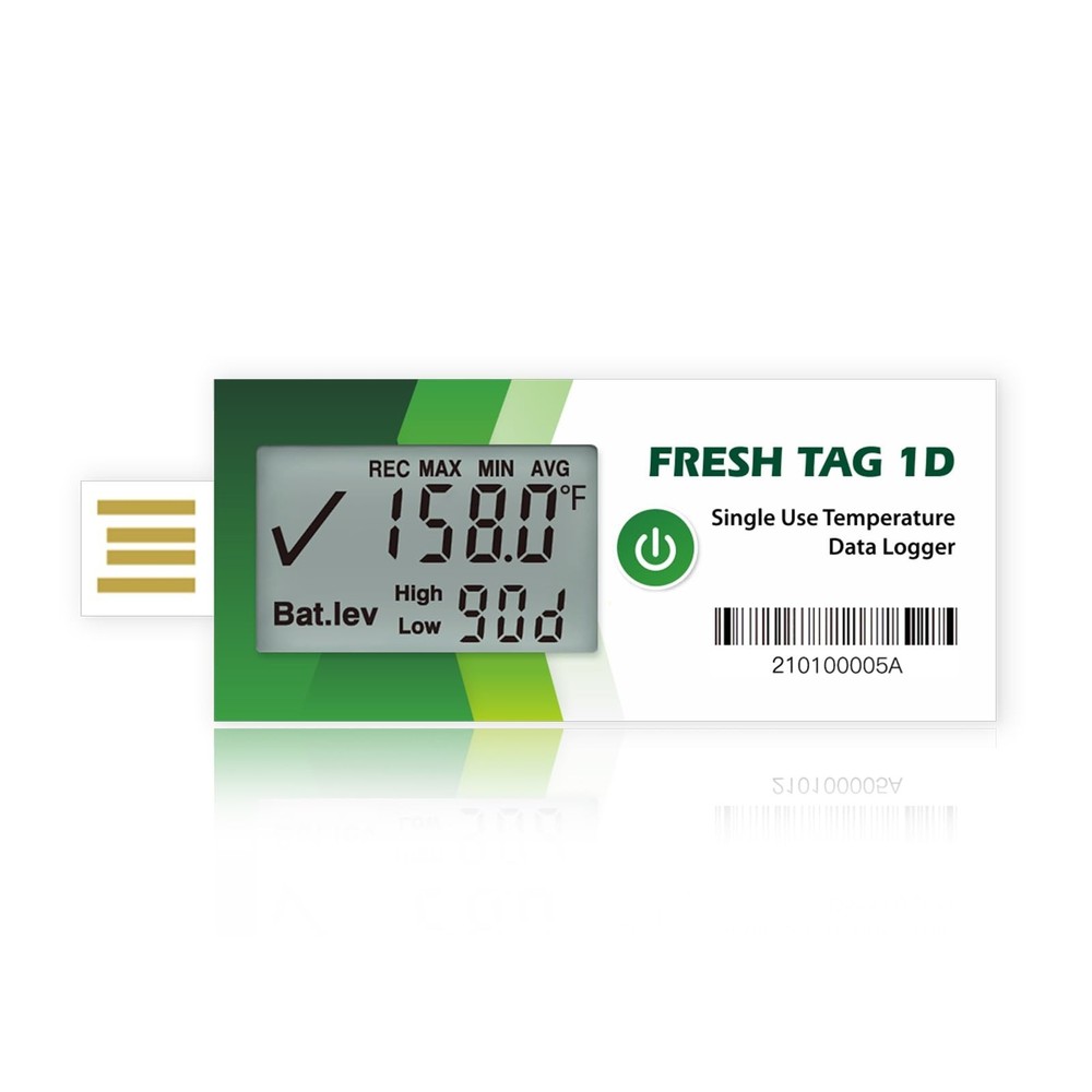 Freshliance Temperature Data Logger with LCD Display, Single Use USB Temperat...