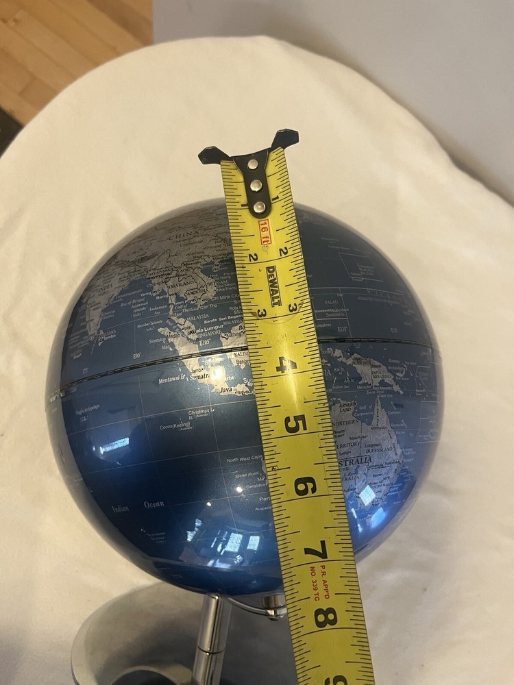 🔥RARE Chrome Base Gray and Blue colored 10” Diameter Globe🔥