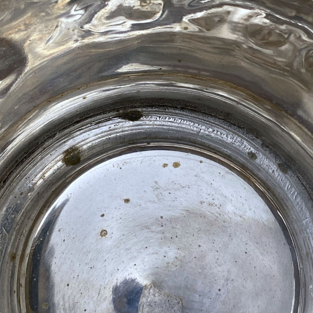 Hammered Silverplate Bowl 3" x 4" Cachepot Candy Dish Signed