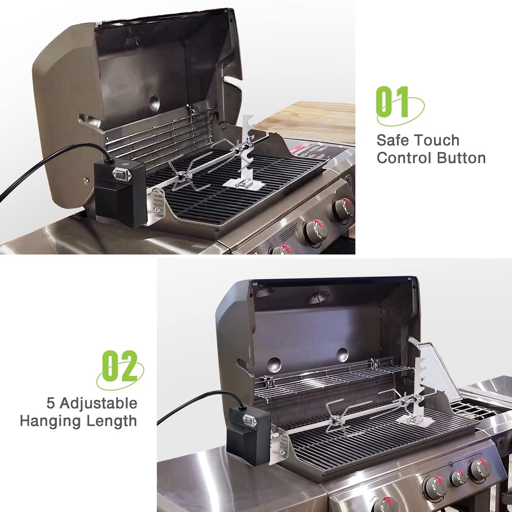 Dreyoo Universal Rotisserie Grill Kit, UL Certification Automatic Rotating BB...