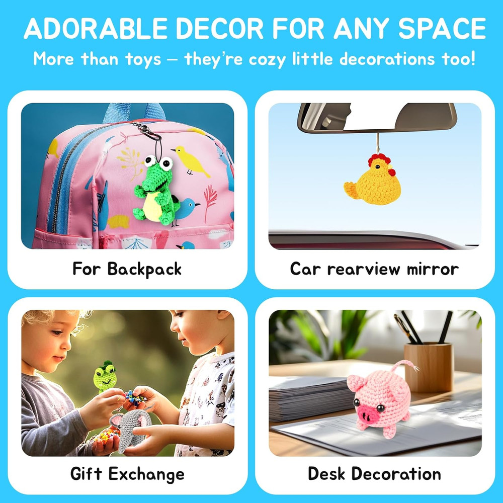 Beginner Crochet Kit: 6 Animal Projects with Yarn & Tutorials, Ideal Gift