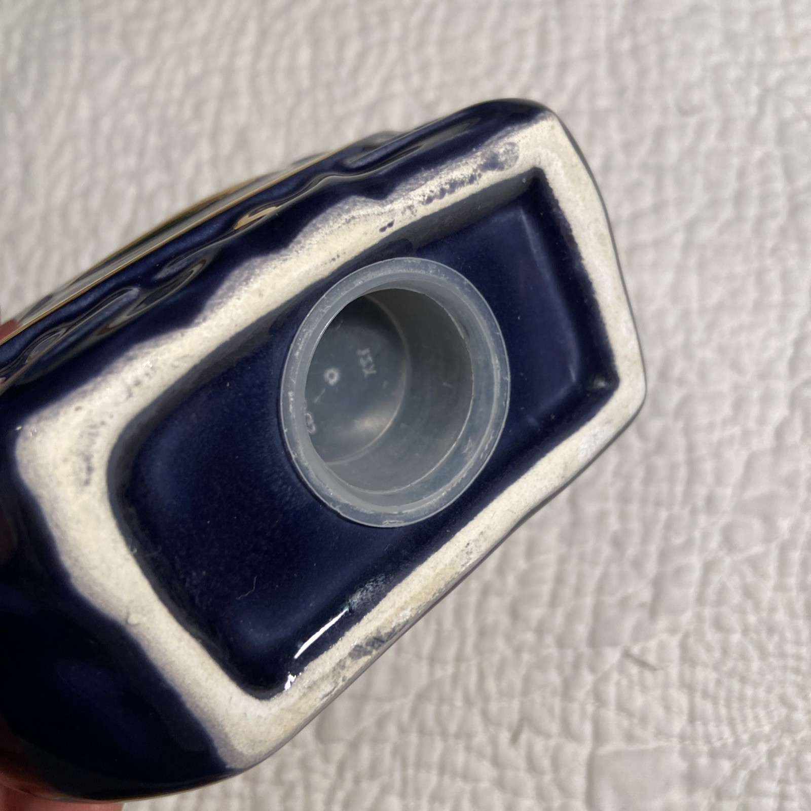 Vtg Celestial Sun Ceramic Toothbrush Holder Bohemian Blue and Gold