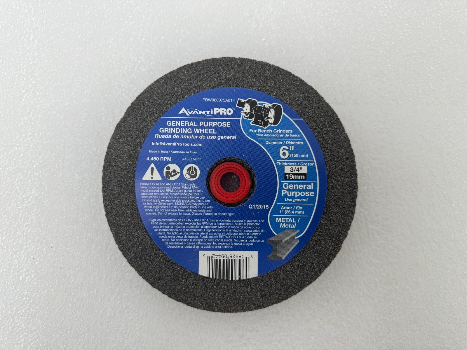 6 In X 3/4 In X 1 In Bench Grinding Wheel New AvantiPro