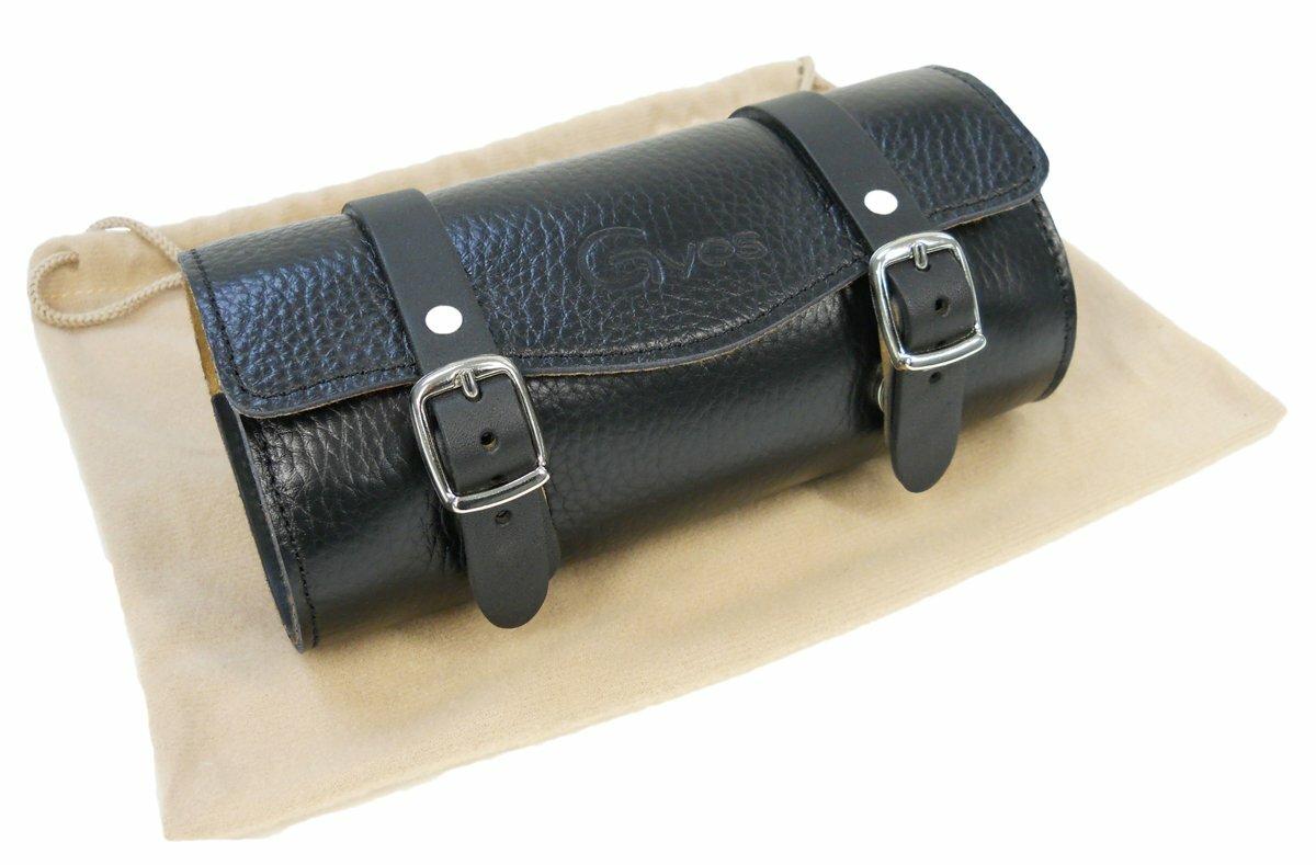 Gyes Black Genuine Leather Saddle Tool Bag