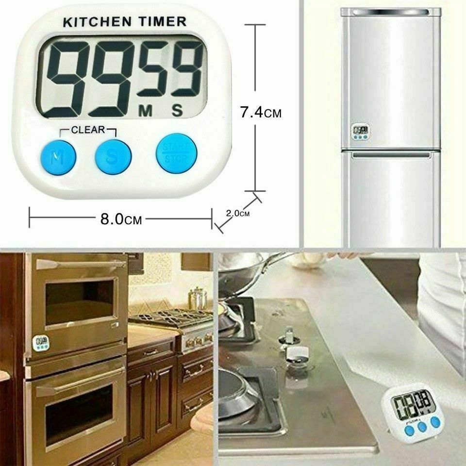 Magnetic Large LCD Screen Digital Kitchen Timer Alarm Count Up Down