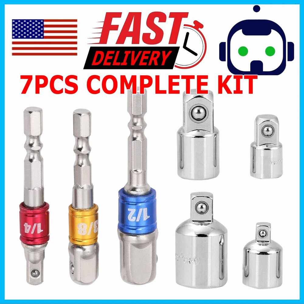 Drill Impact Adapter Reducer Extension Set Socket Driver Wrench 1/2 3/8 3/4 Tool