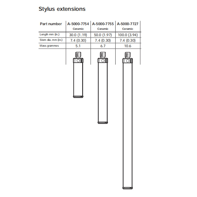 CMM Stylus Extension M4 Thread Ceramic Stem 100mm Length Compatible A-5000-7727
