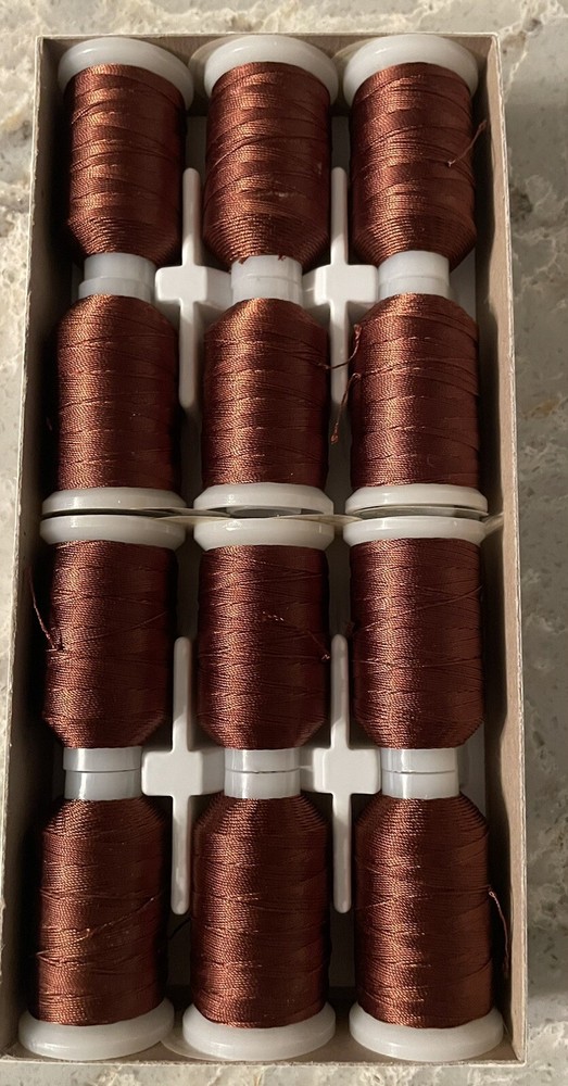 Belding Corticelli SILCORA Polyamide Machine Twist Thread ~ 12 Spools 1234 Rust