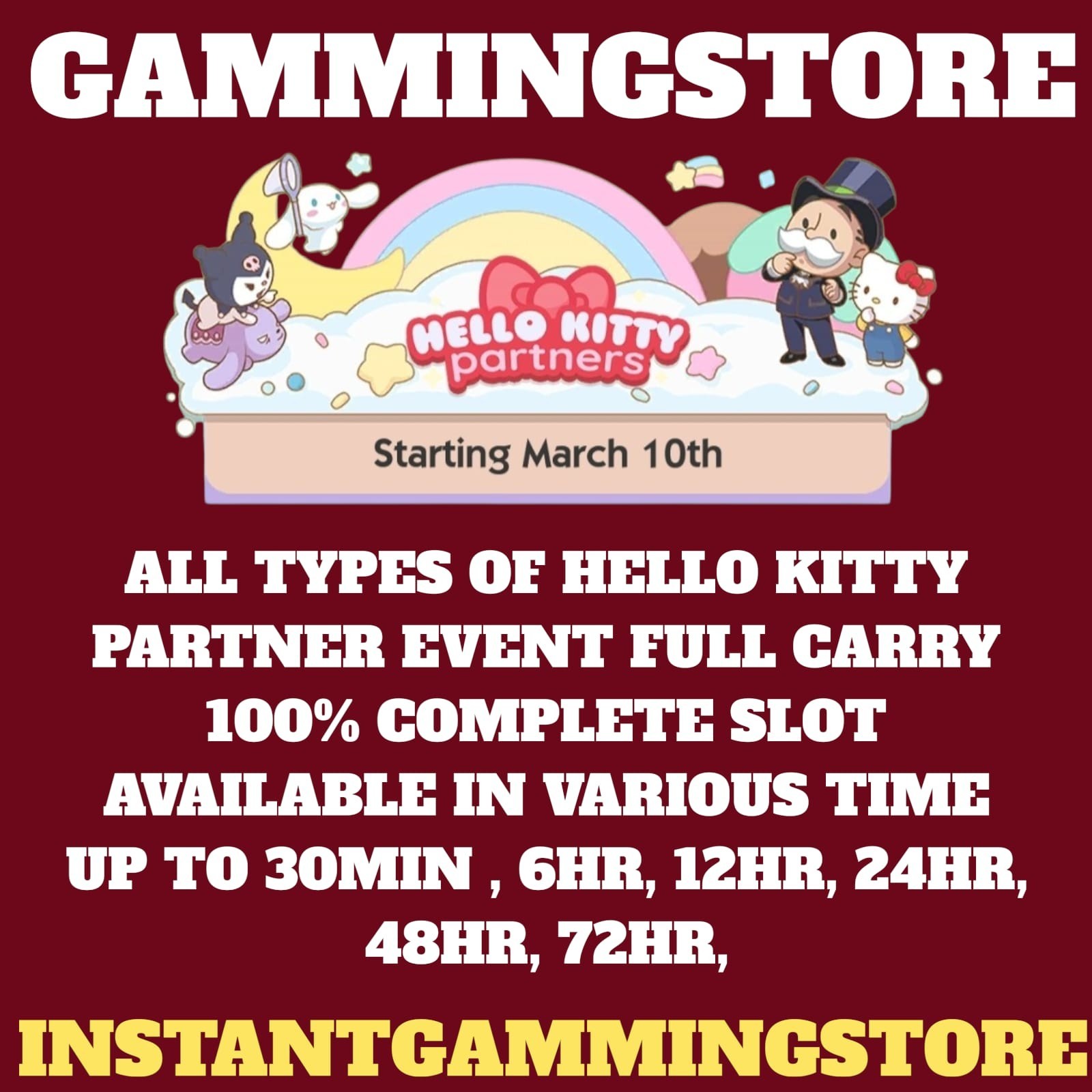 Mono_poly Go partners event hello kitty partners event full carry choose any