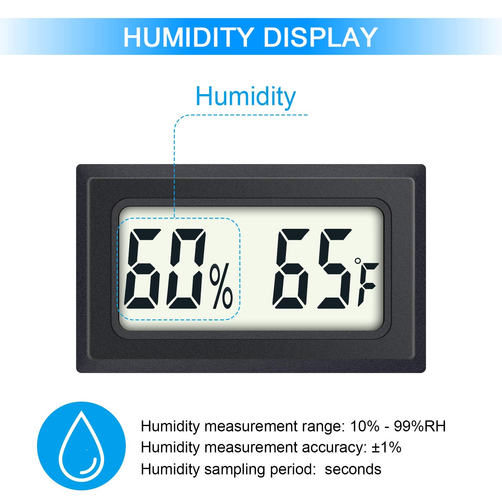 Mini Digital Thermometer 2-Pack Hygrometer 1.89 * 1.14 * 0.62 IN, black