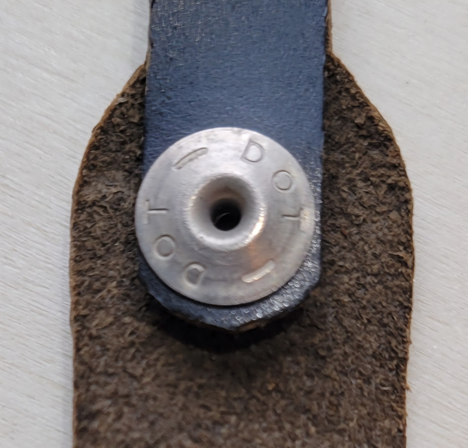 Antique Lady Liberty Woman Head Relief Pop Out Bronze Medal Fob Leather Strap