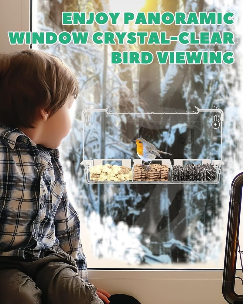 Window Bird Feeder, Clear Cardinal Feeder With 5 Stand