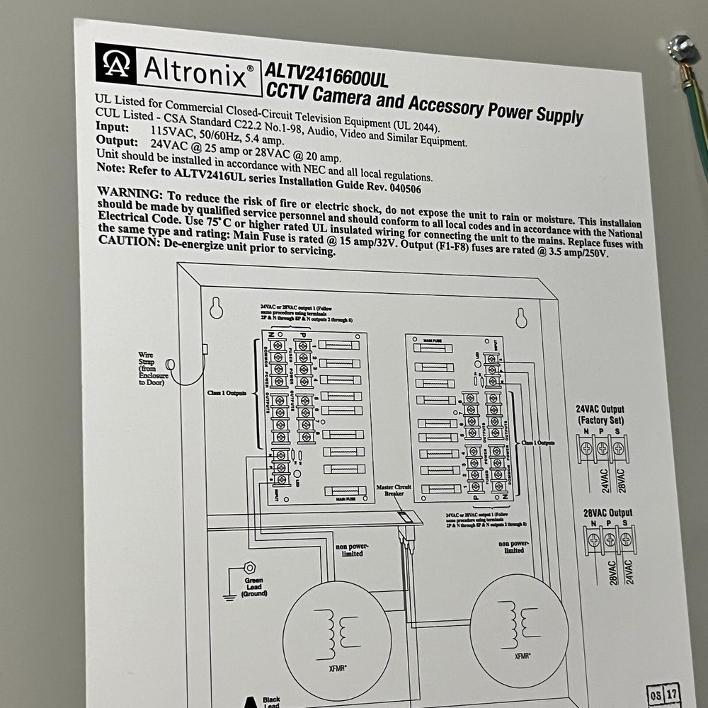 Altronix ALTV248600UL3 CCTV Power Supply