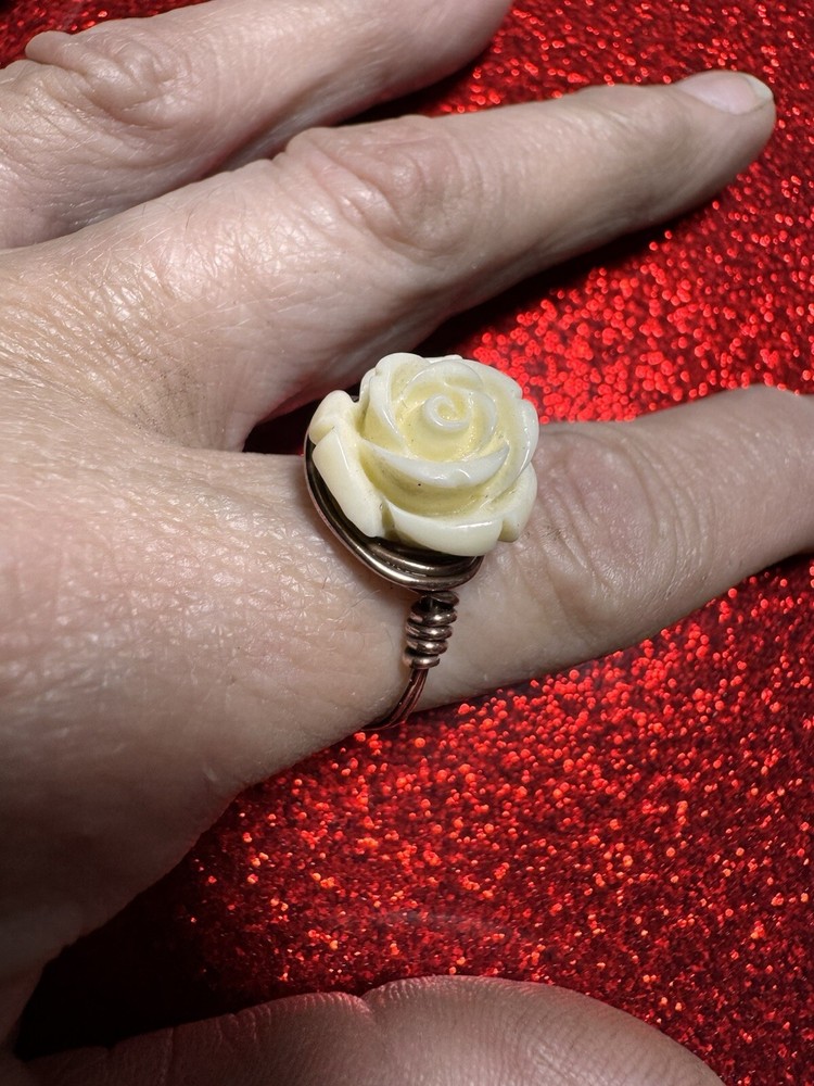 White Rose copper Ring Handmade Item #1003