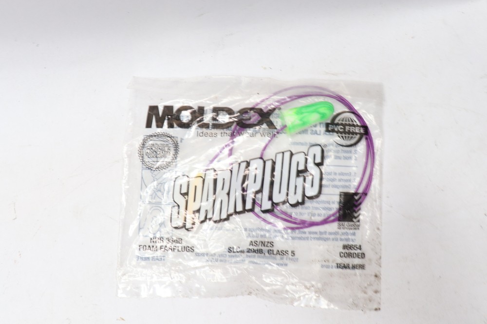 (1-Pair) Moldex Sparkplugs Corded Earplugs 6654