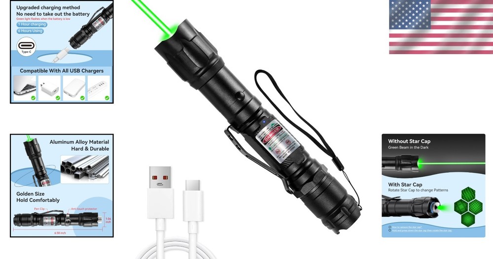 [Professional] Rechargeable Green Laser Pointer High Power Green Beam Light Long