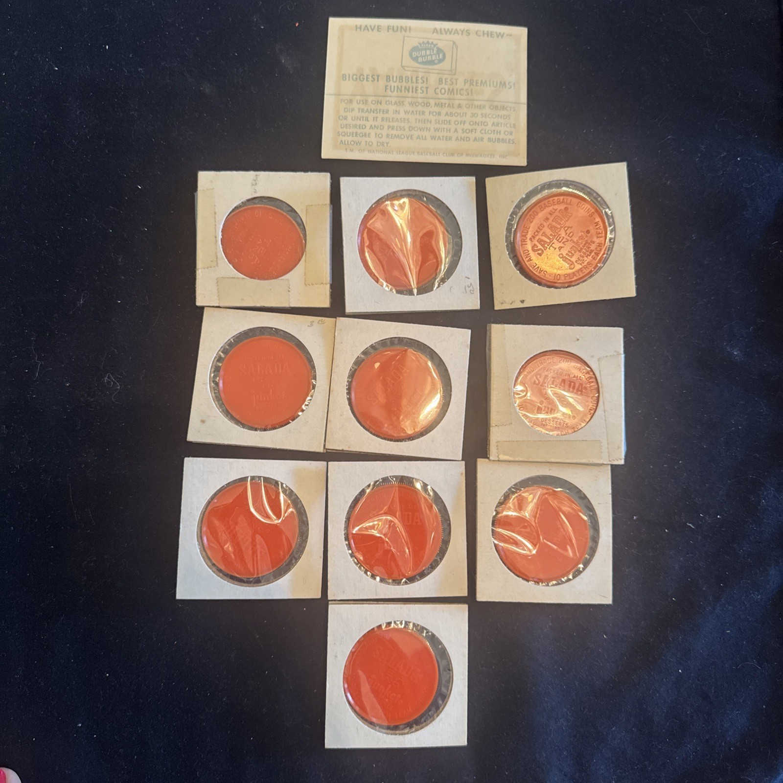 10 Salada/Tea Junket 1962 Baseball Coins Joe Torre Ed Mathews 1960’s era sticker