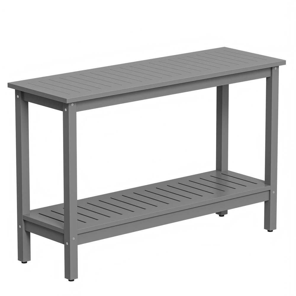 48'' Console Table Entryway Sofa Side Table w/ 2 Storage Shelves Organizer Gray