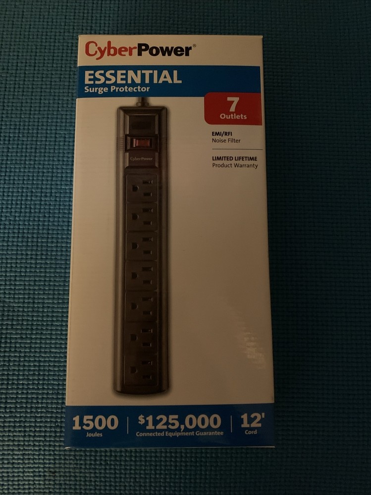CyberPower CSB7012 Essential Surge Protector, 7 Outlets, 12ft Power