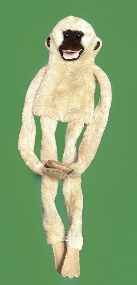 Vintage Handcrafted Huggable Hand Puppet Monkey Plush Long Arms Squeaks