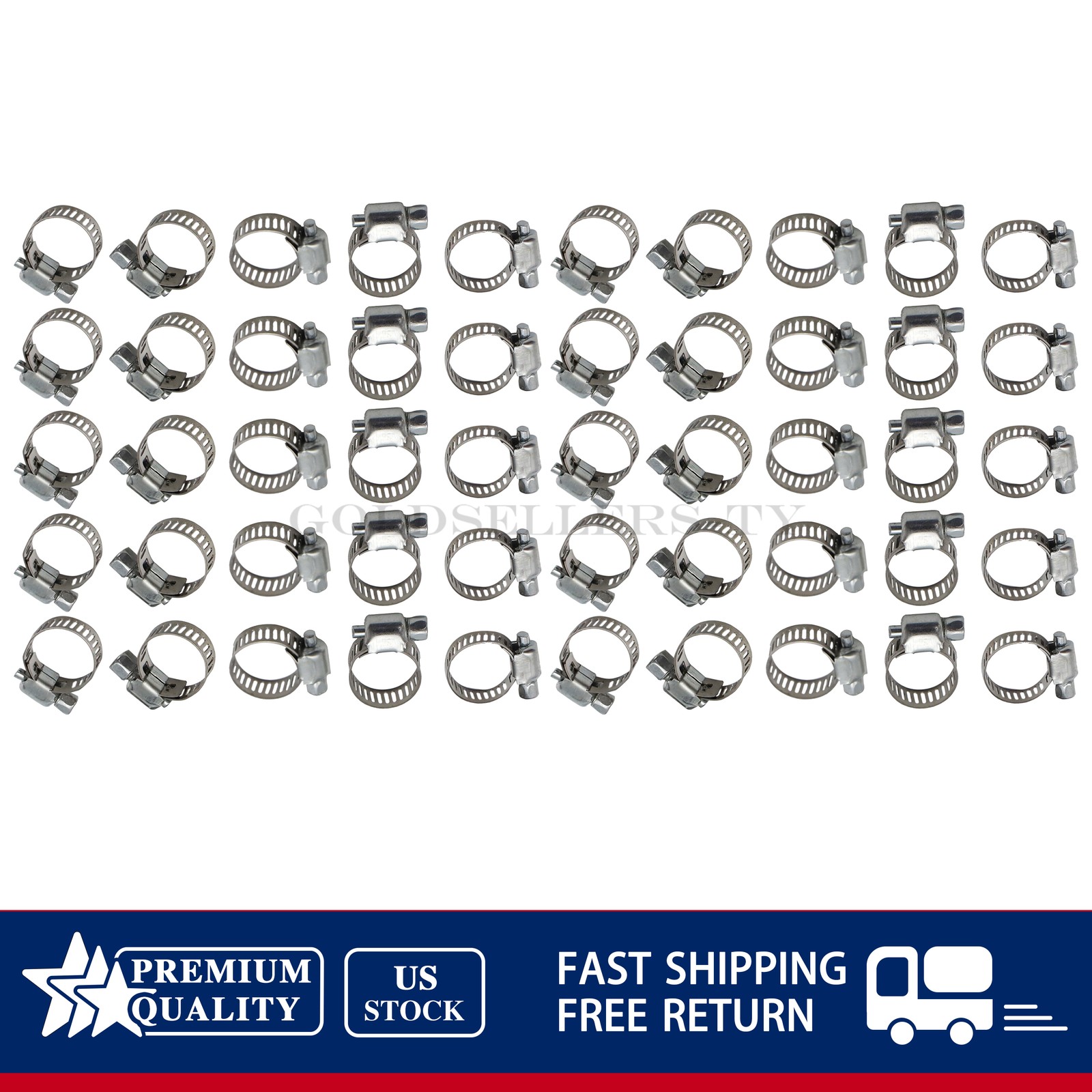 50x 3/8"-5/8" Stainless Steel Adjustable Drive Hose Clamps Fuel Line Worm Clip
