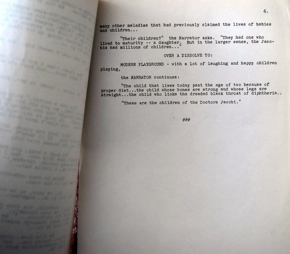 "The Doctors Jacobi" Original (Writer's Draft Written on a Typewriter) Script