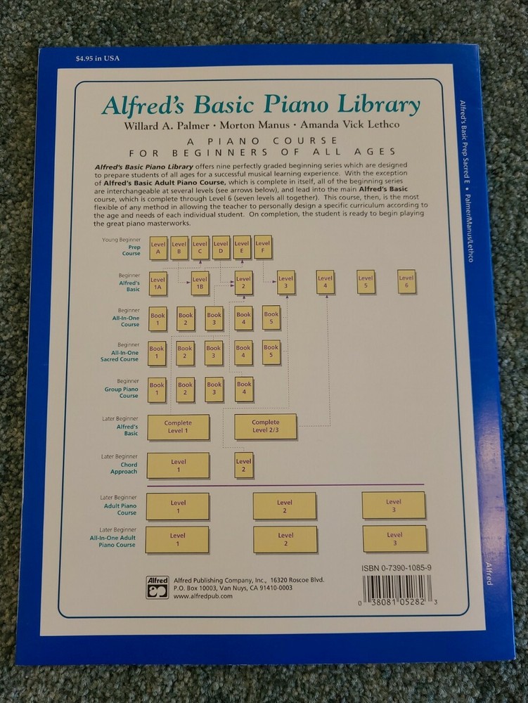 ALFRED Basic Piano Prep Course Level E - Sacred Solo Book